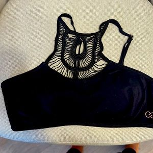Calia Black Crochet High Neck Swim Bikini Top